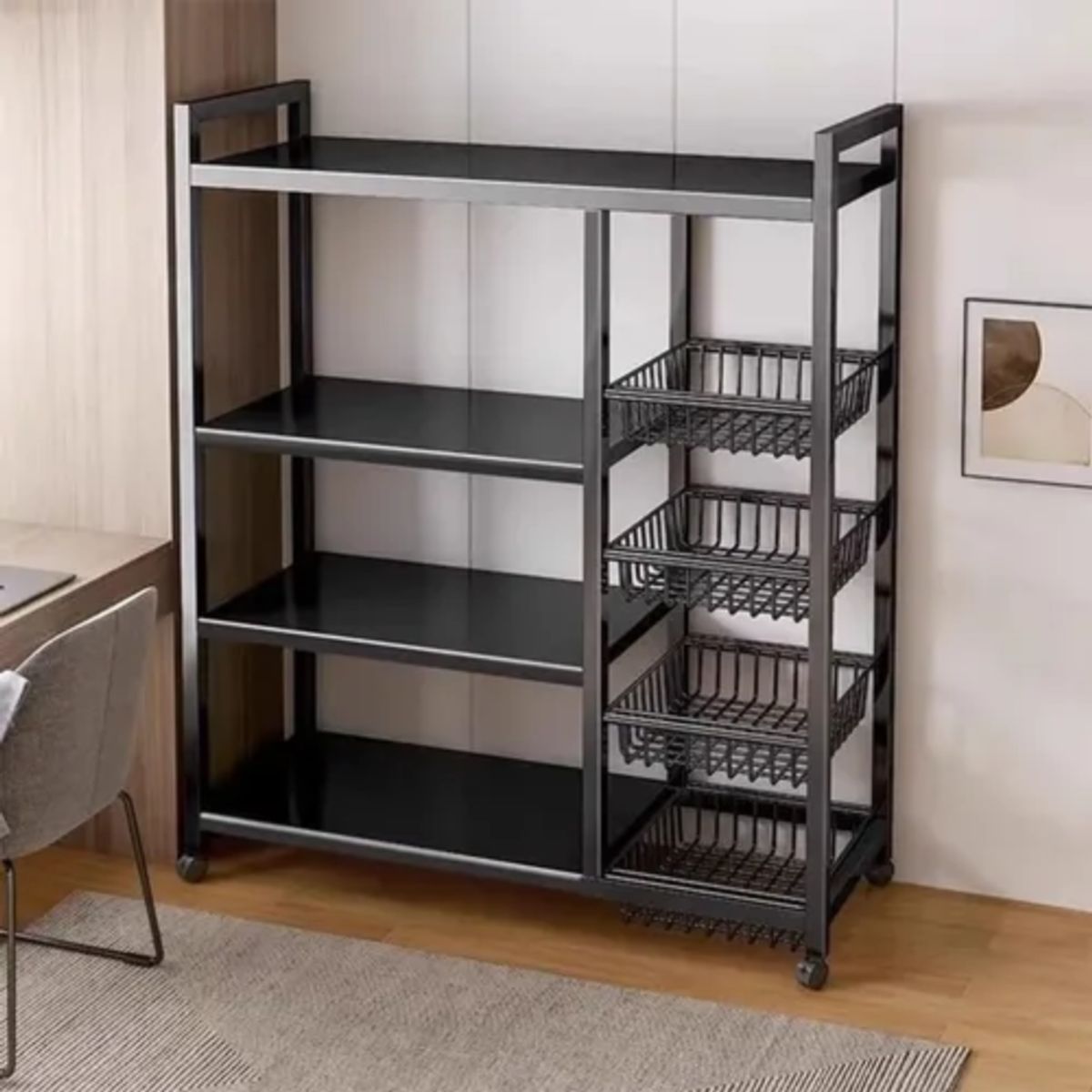 TECNOHOGAR JS - Organizador Mueble Carrito Cocina Hogar Elegante 90cm Acero