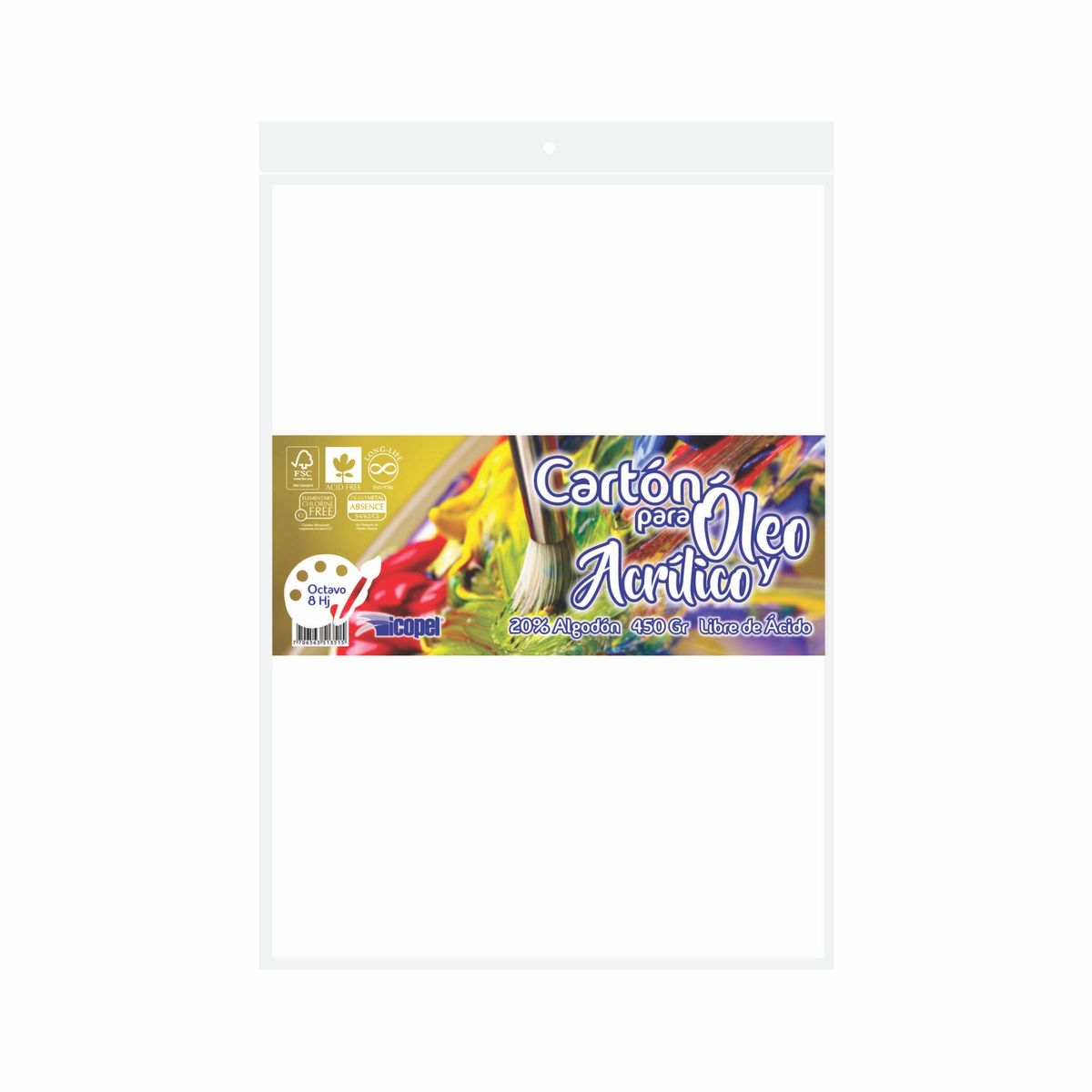ICOPEL - Cartón Óleo y Acrílico Bolsa tamaño 1/8 x 8 Hojas