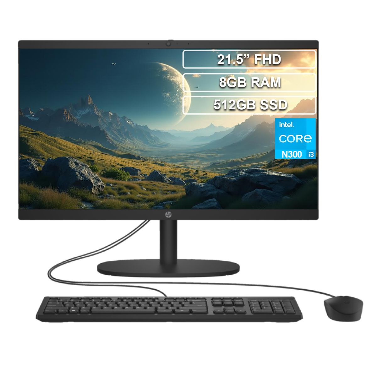 HP - Todo en uno HP 22-dg0010la Core i3 N300 8GB 512GB FHD 21.5