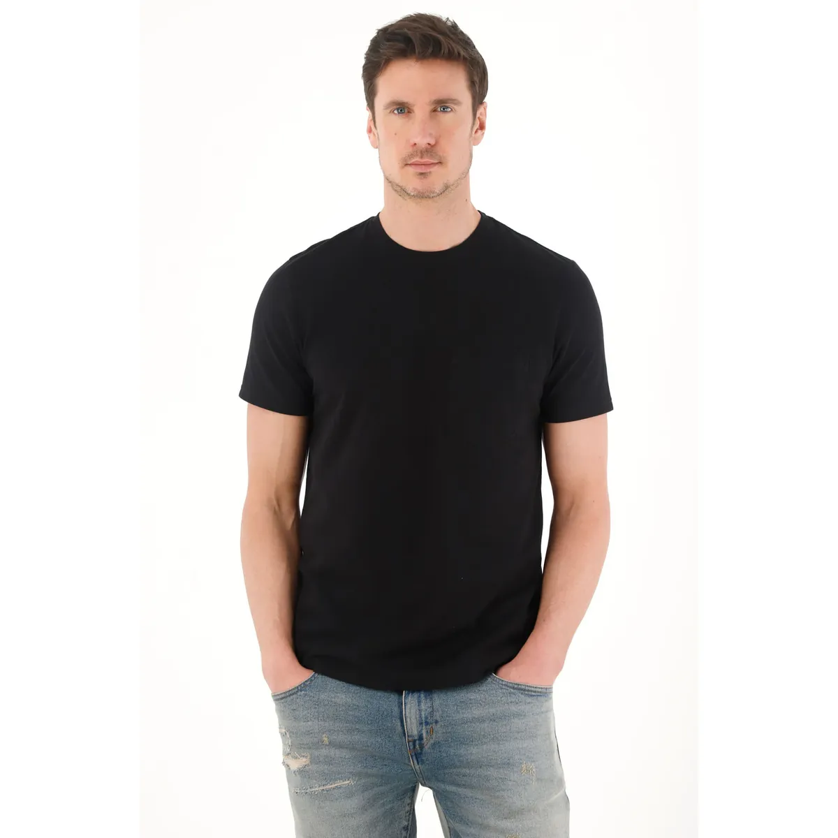 TENNIS - Camiseta en tela piqué negra para hombre