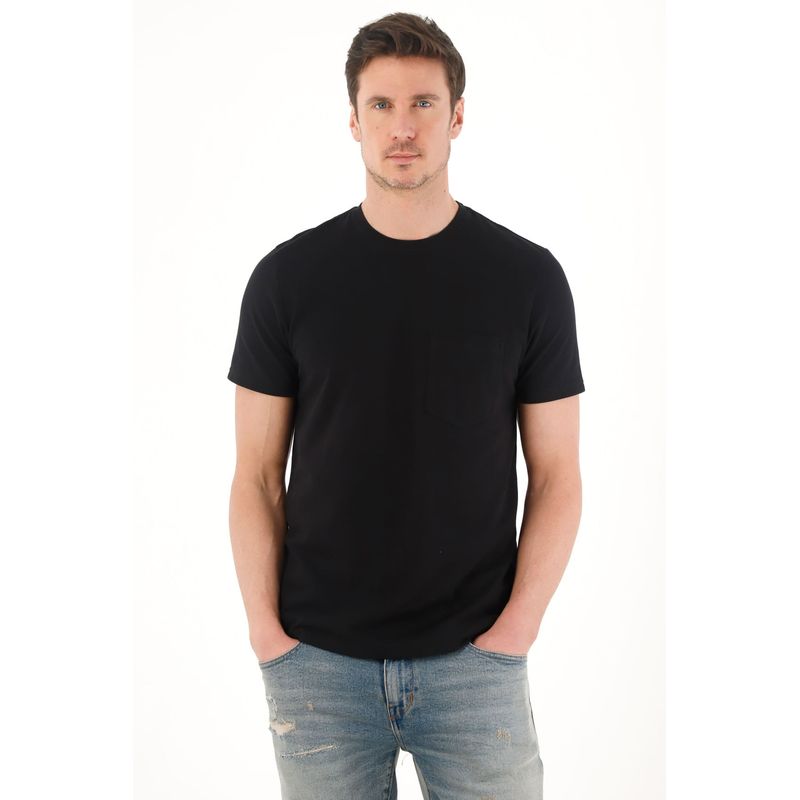 TENNIS - Camiseta en tela piqué negra para hombre