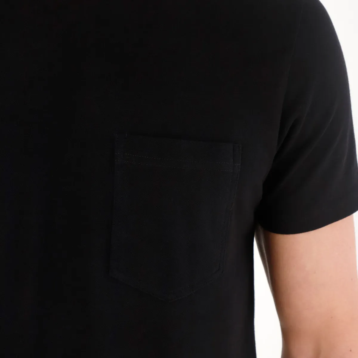 TENNIS - Camiseta en tela piqué negra para hombre