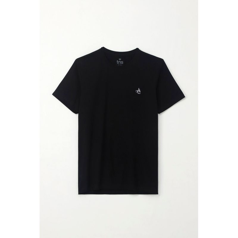 TENNIS - Camiseta básica con mini print negra para hombre
