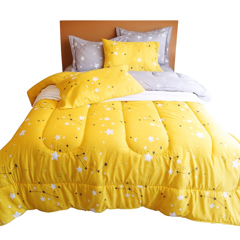 STANZIA HOME - Tendido Acolchado Estrellas Amarillo - Cama Doble - 160