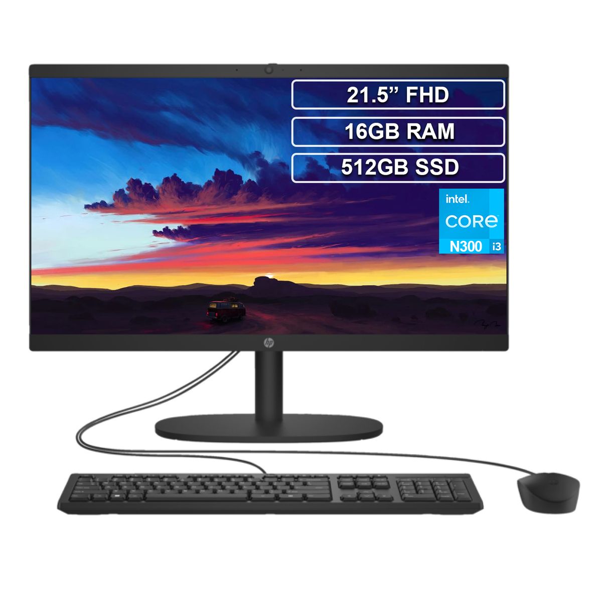 HP - Todo en uno HP 22-dg0010la Core i3 N300 16GB 512GB FHD 21.5