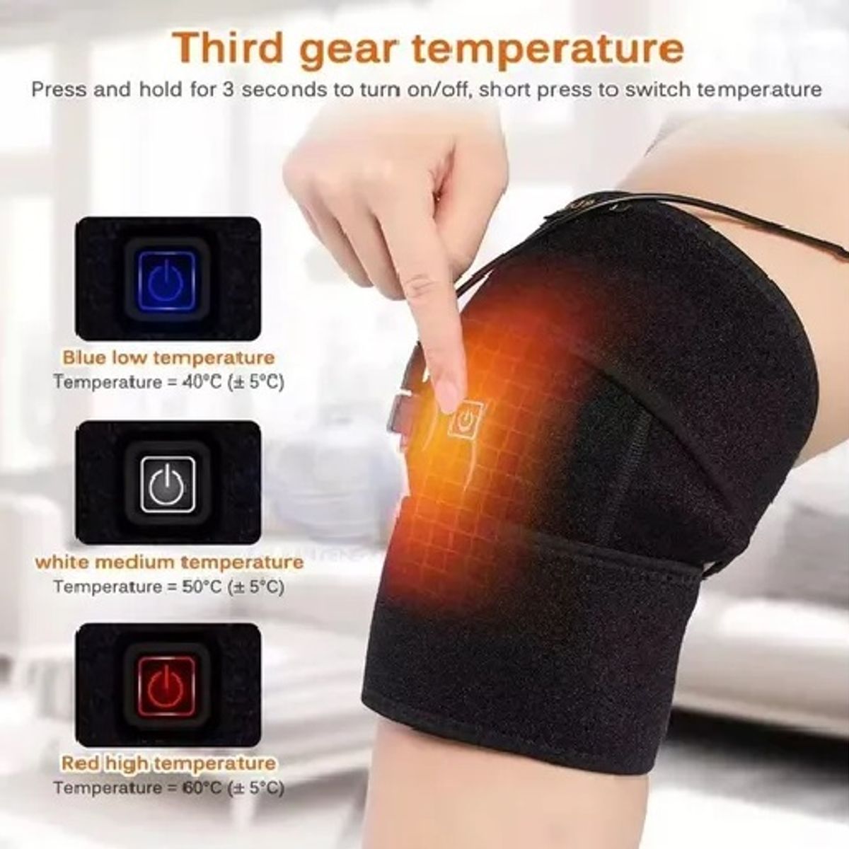 GENERICO - Rodillera Térmica Eléctrica con 3 Niveles de Calor para Terapia y Dolor