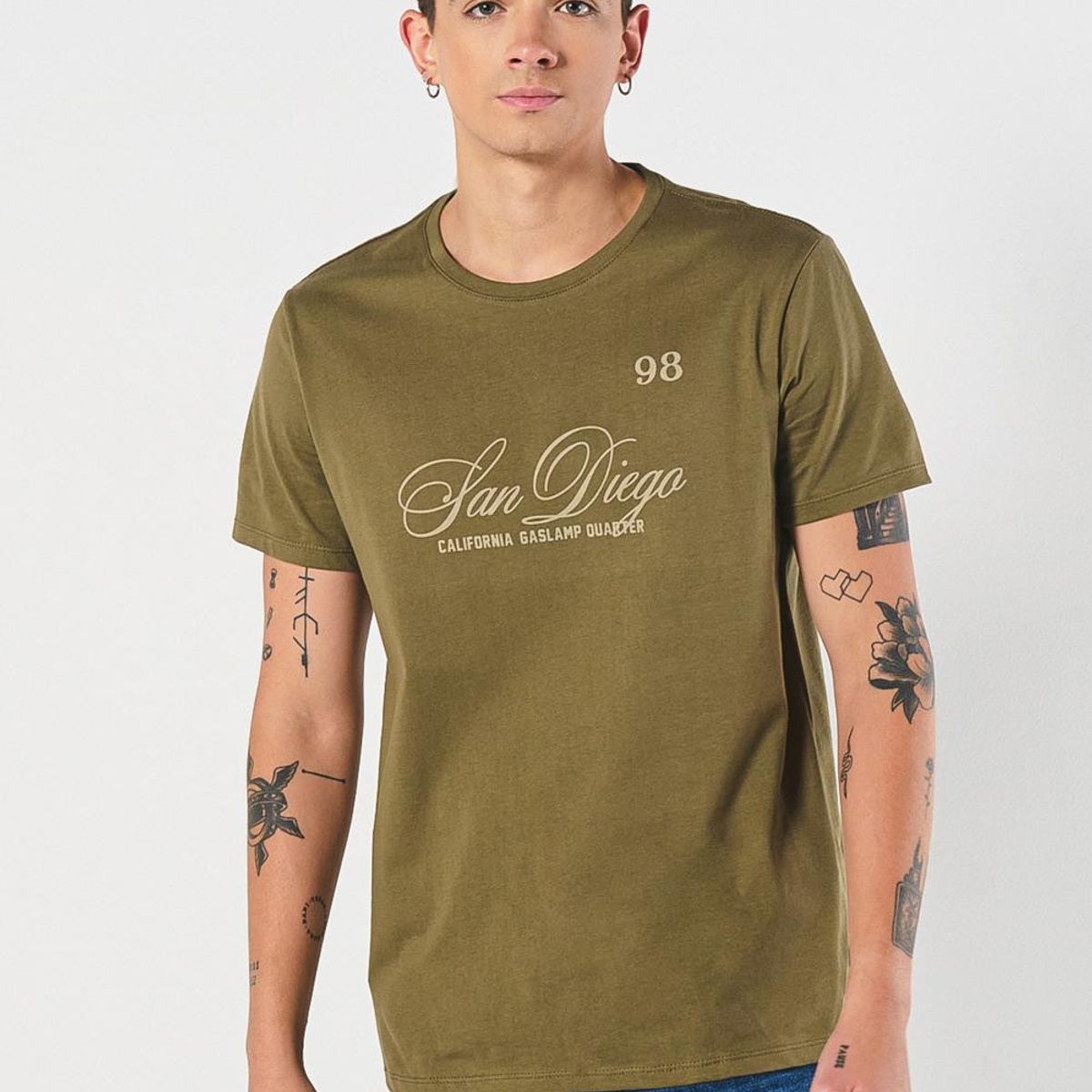 KOAJ - KOAJ Camiseta manga corta unicolor con estampado en frente est HOMBRE