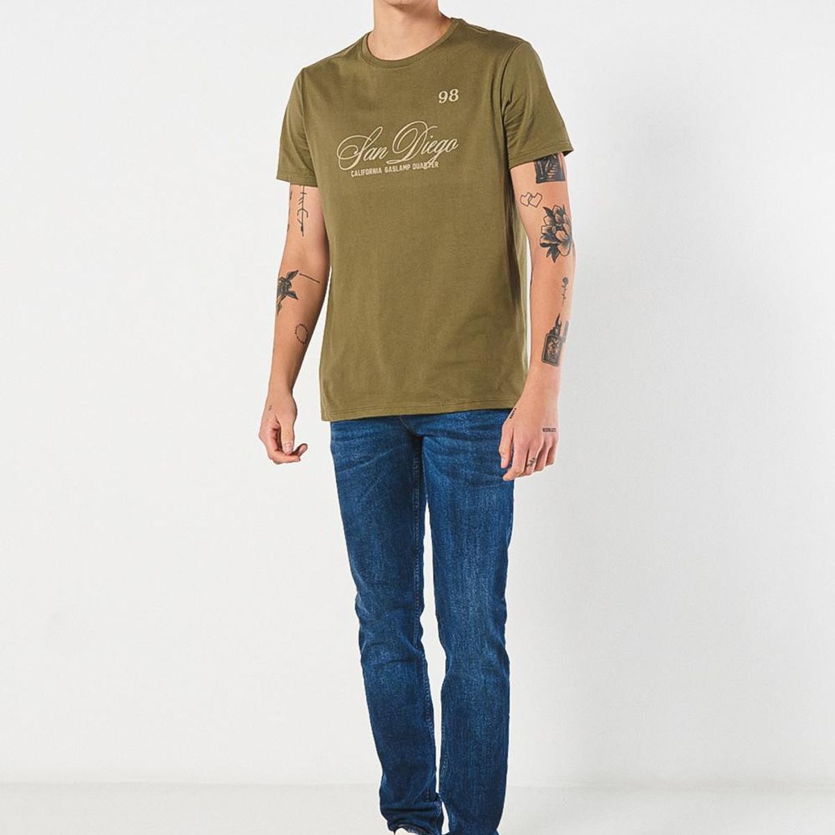 KOAJ - KOAJ Camiseta manga corta unicolor con estampado en frente est HOMBRE