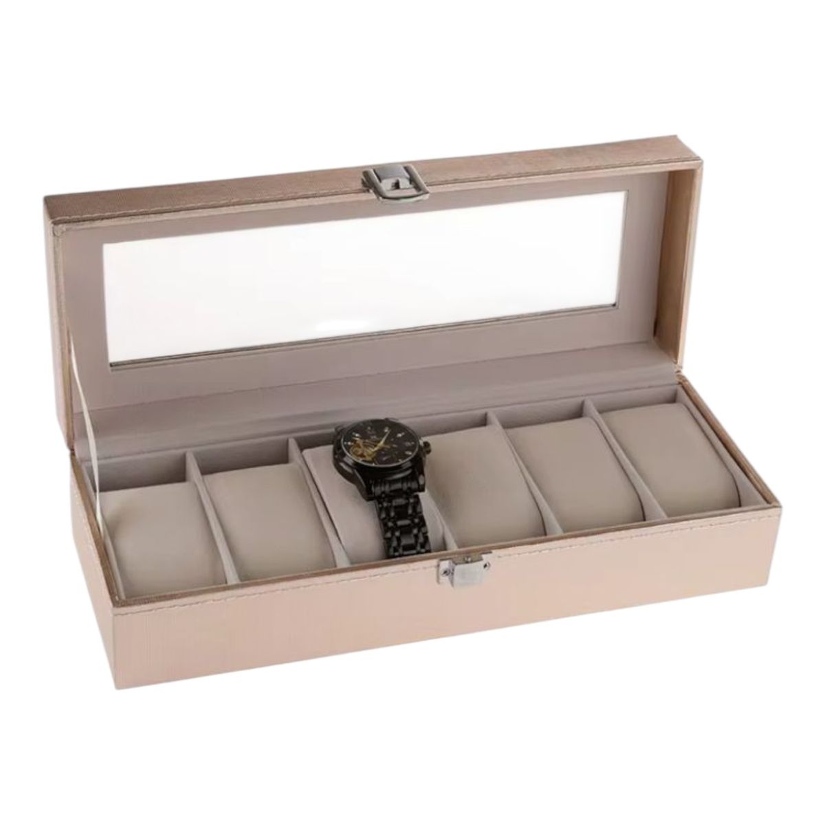 GENERICO - Estuche De Lujo Caja Organizador Para 6 Relojes Metalizados
