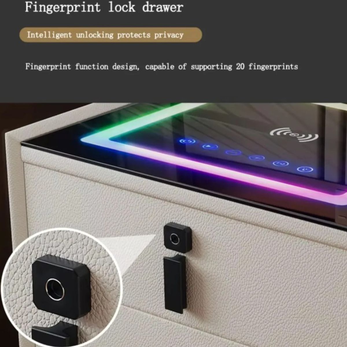 NOVEDADES - Smart Meble Mesita De Noche Moderna De Lujo Con Luz Led Mul