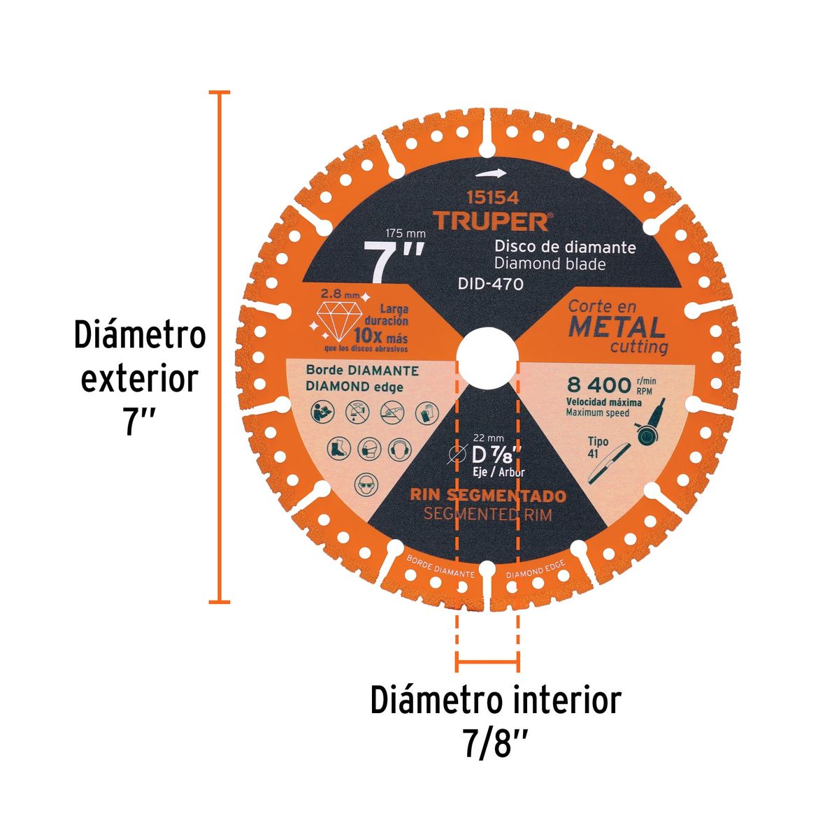 TRUPER - Disco Diamante Corte Metal 7 10x Truper Centro 78