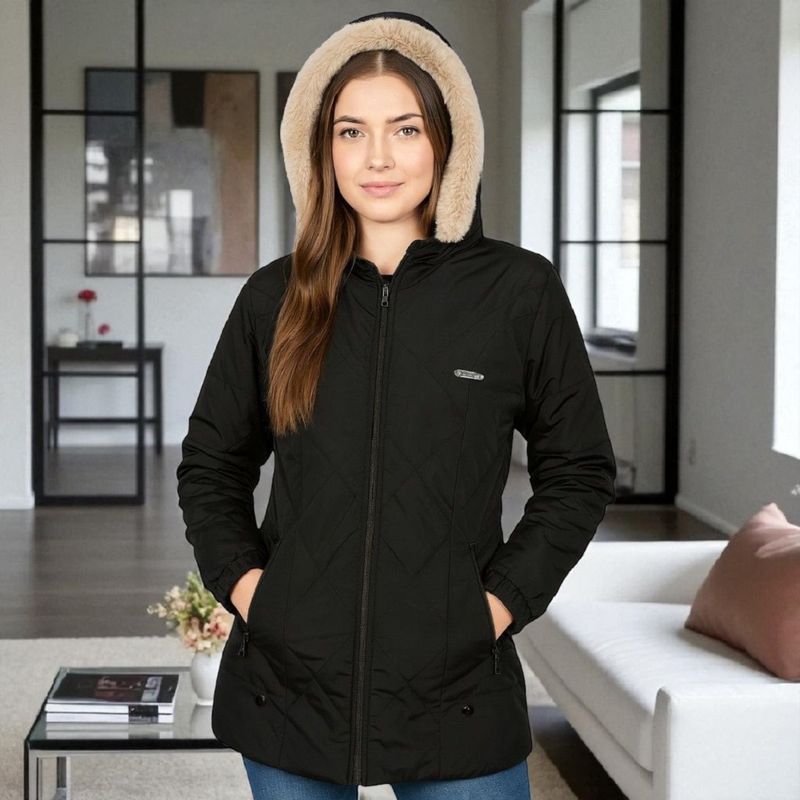 TOUCH - Chaqueta para Mujer Capucha e Interior en Tela Ovejera Adhara Negro