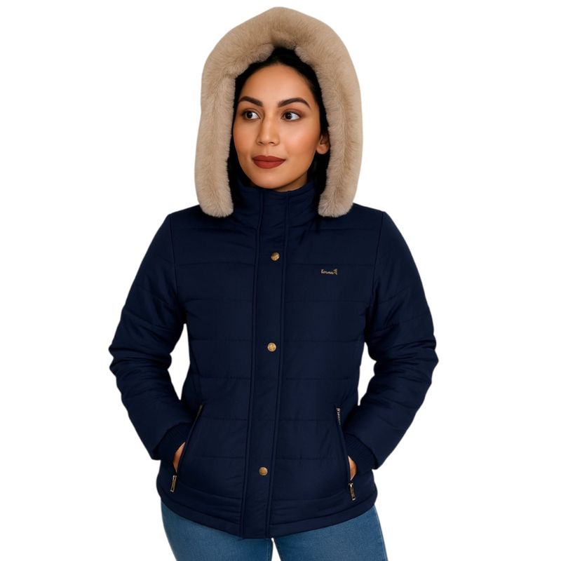 TOUCH - Chaqueta para Mujer con Capucha e Interior en Tela Ovejera Wendy Azul