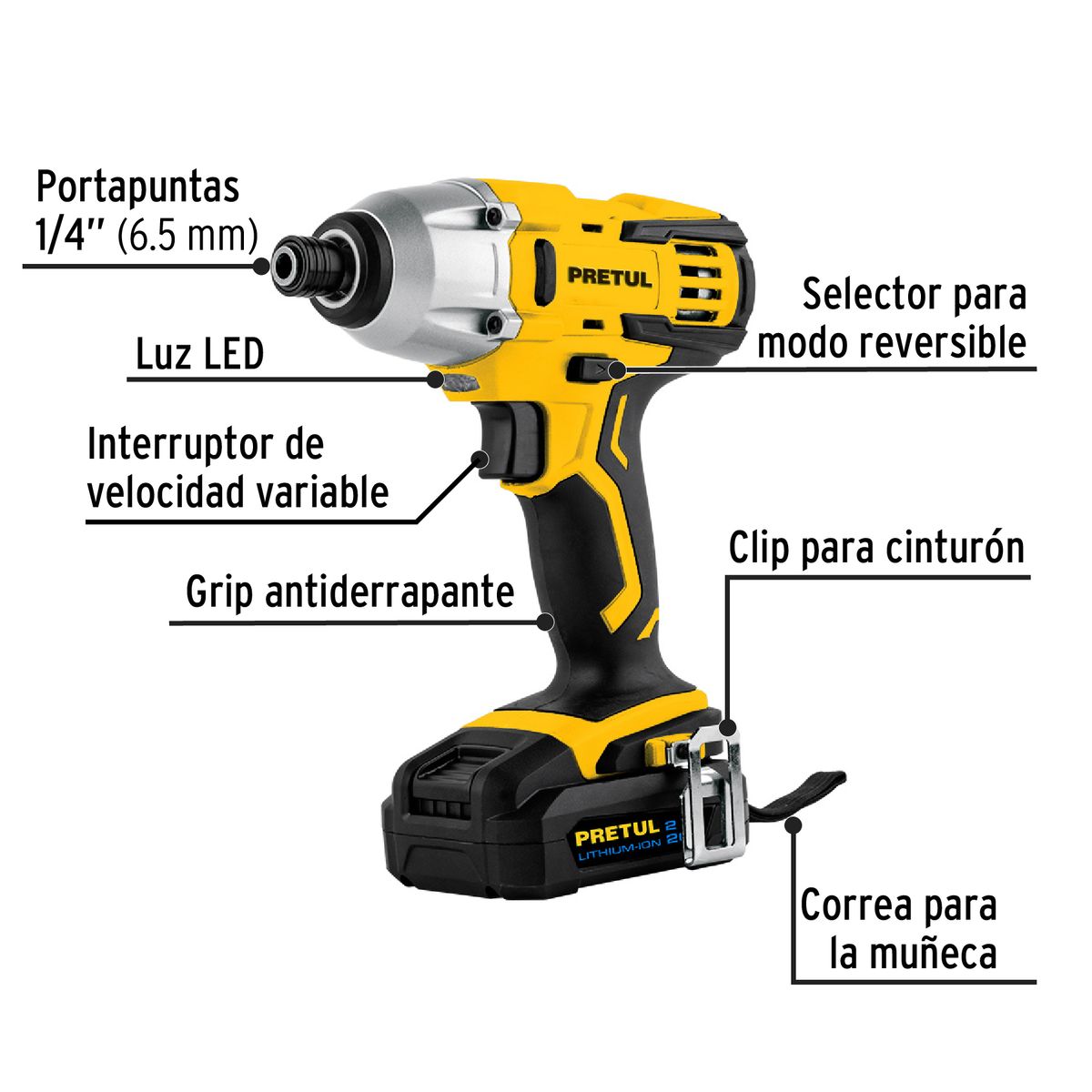 PRETUL - Atornillador Impacto Inalámbrico 14 20V Pretul 1 Batería