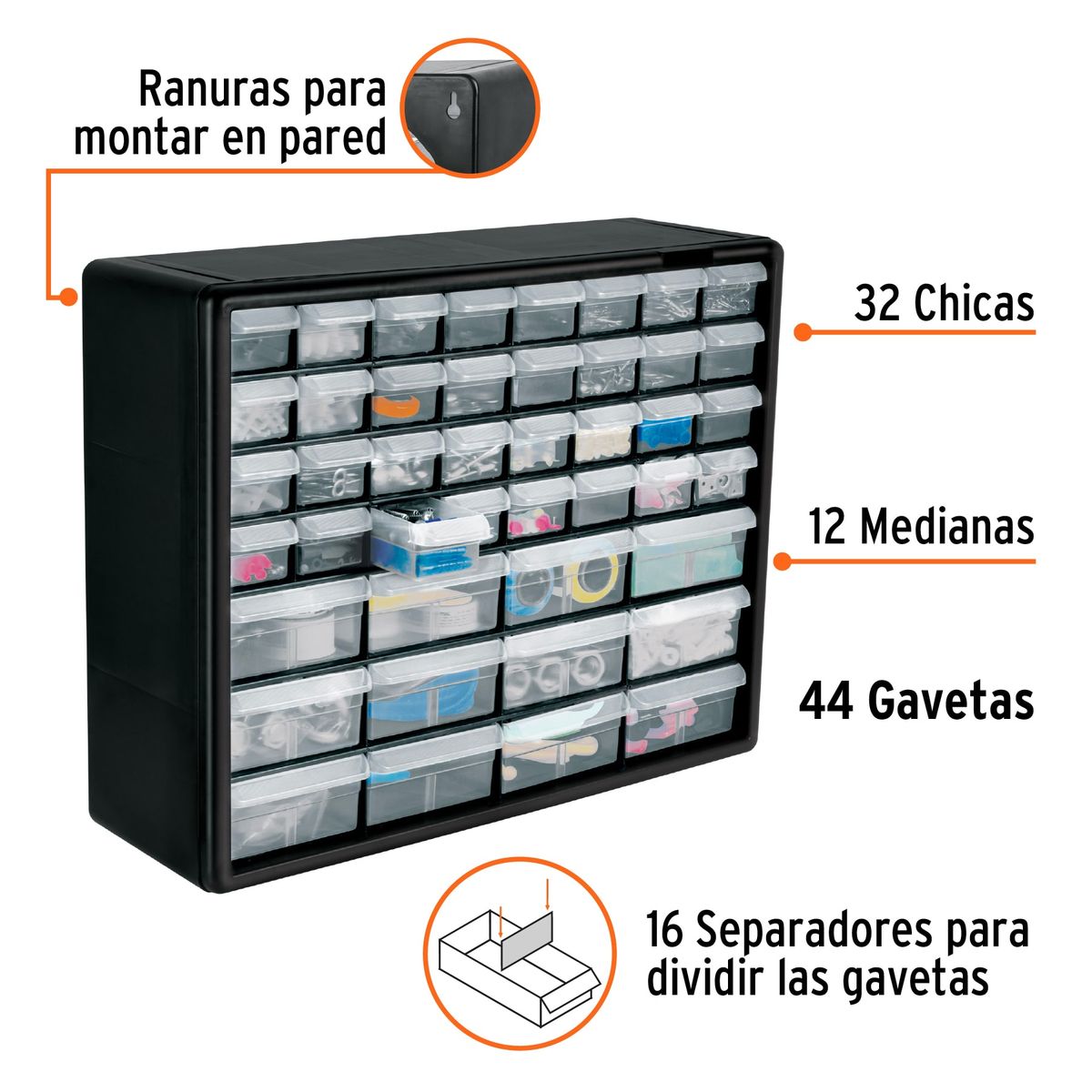 TRUPER - Organizador Accesorios 44 Gavetas 51X16X40Cm Truper Apilable