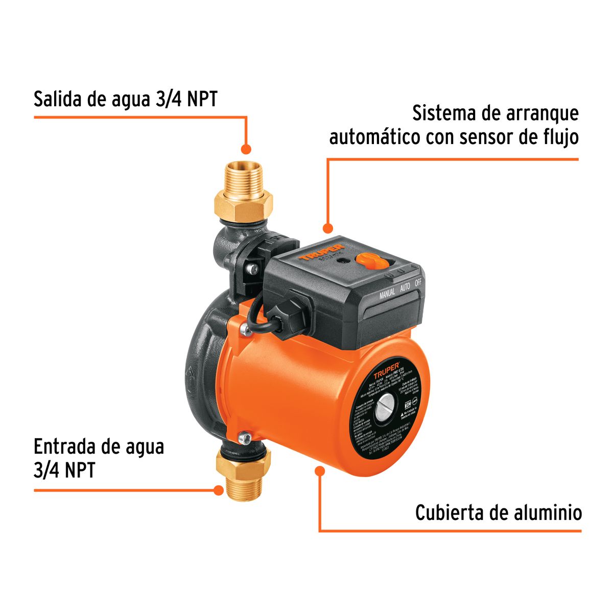 TRUPER - Bomba Presurizadora Agua 13 Hp Truper 60LMin Altura 12 M