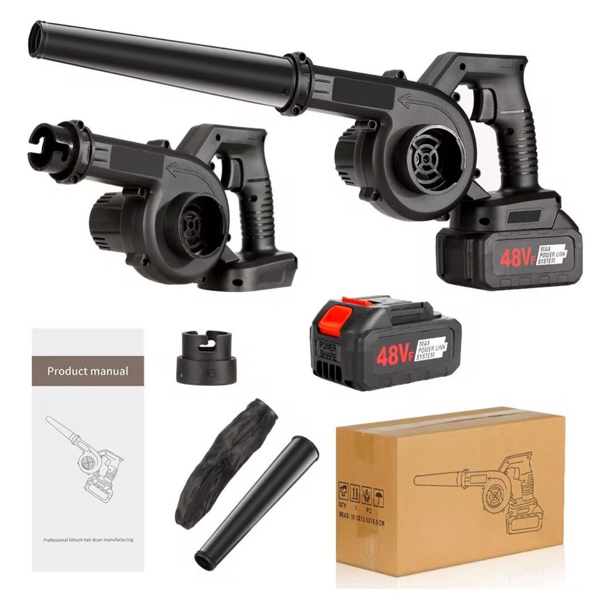 GENERICO - Sopladora Aspiradora Portátil  Recargable Inalámbrica 48V