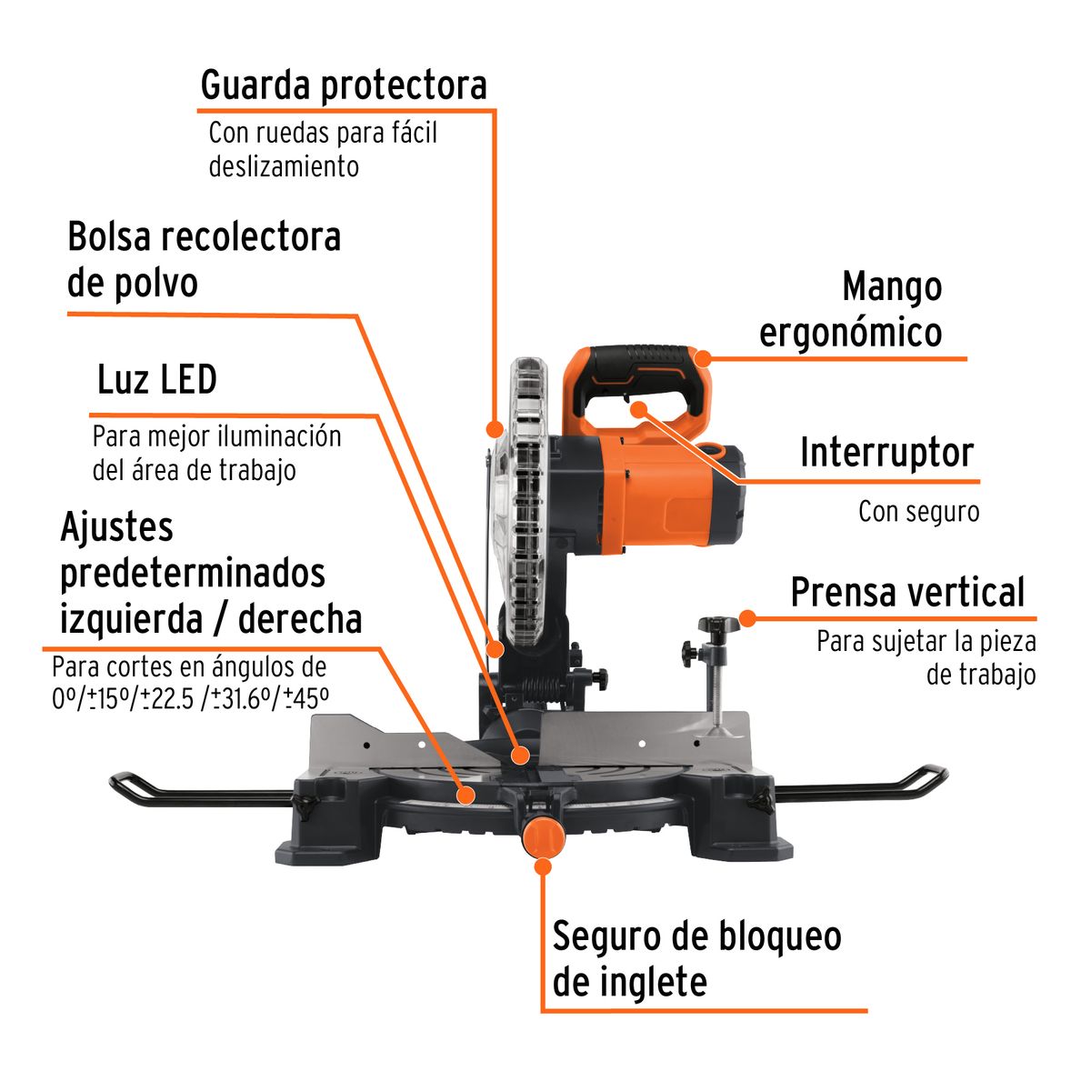 TRUPER - Sierra Inglete Compuesta 1900W 10 Truper Luz Led 5000Rpm