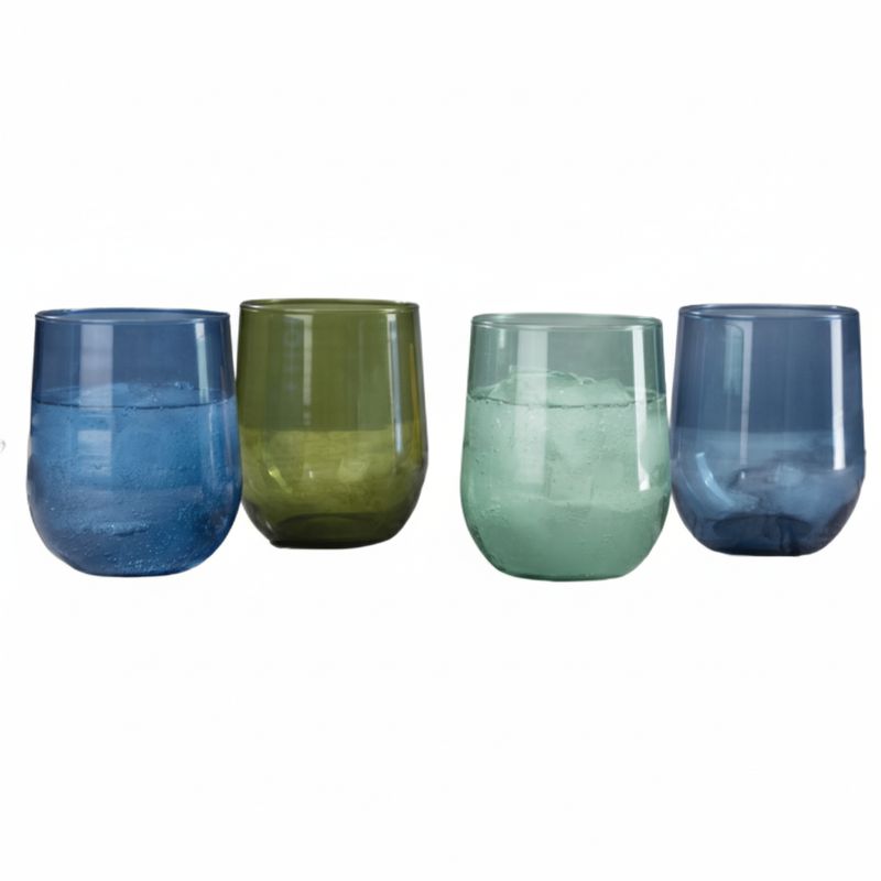 LIBBEY - SET X 4 VASOS VIDRIO STEMLESS COLORS 497ML