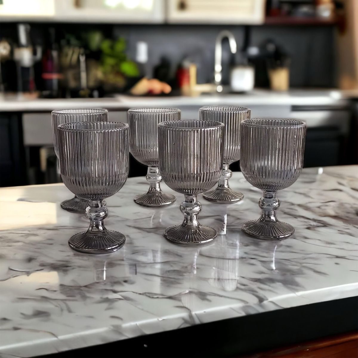 OCT GLASSWARE - SET 4 COPAS VIDRIO NEGRO 12.5 ONZAS