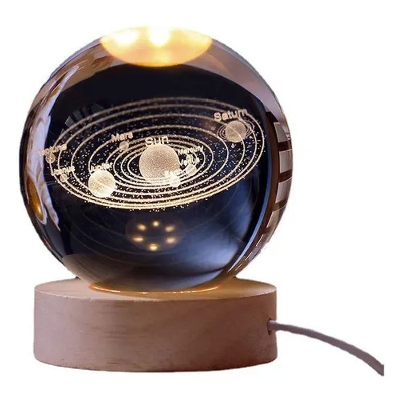 GENERICO - Lampara Esfera 3d Cristal De Galaxia De 6cm + Base