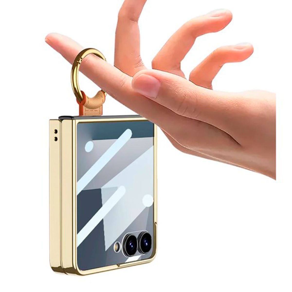 GENERICO - Funda GKK Electroplata de Lujo Con correa para Samsung Z Flip 7 blanco