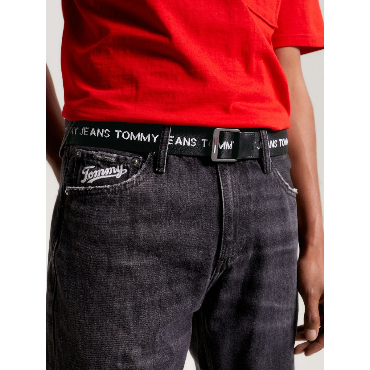 TOMMY HILFIGER - Cinturón negro trenzado reciclado Baxter Essential Tommy Hilfiger