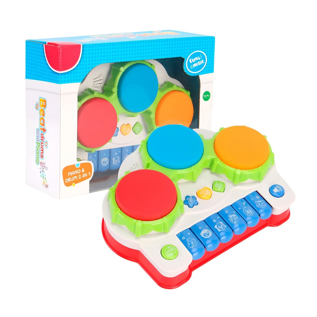 GENERICO - Piano Tambor Interactivo Luz Sonidos Juguete + Bateria