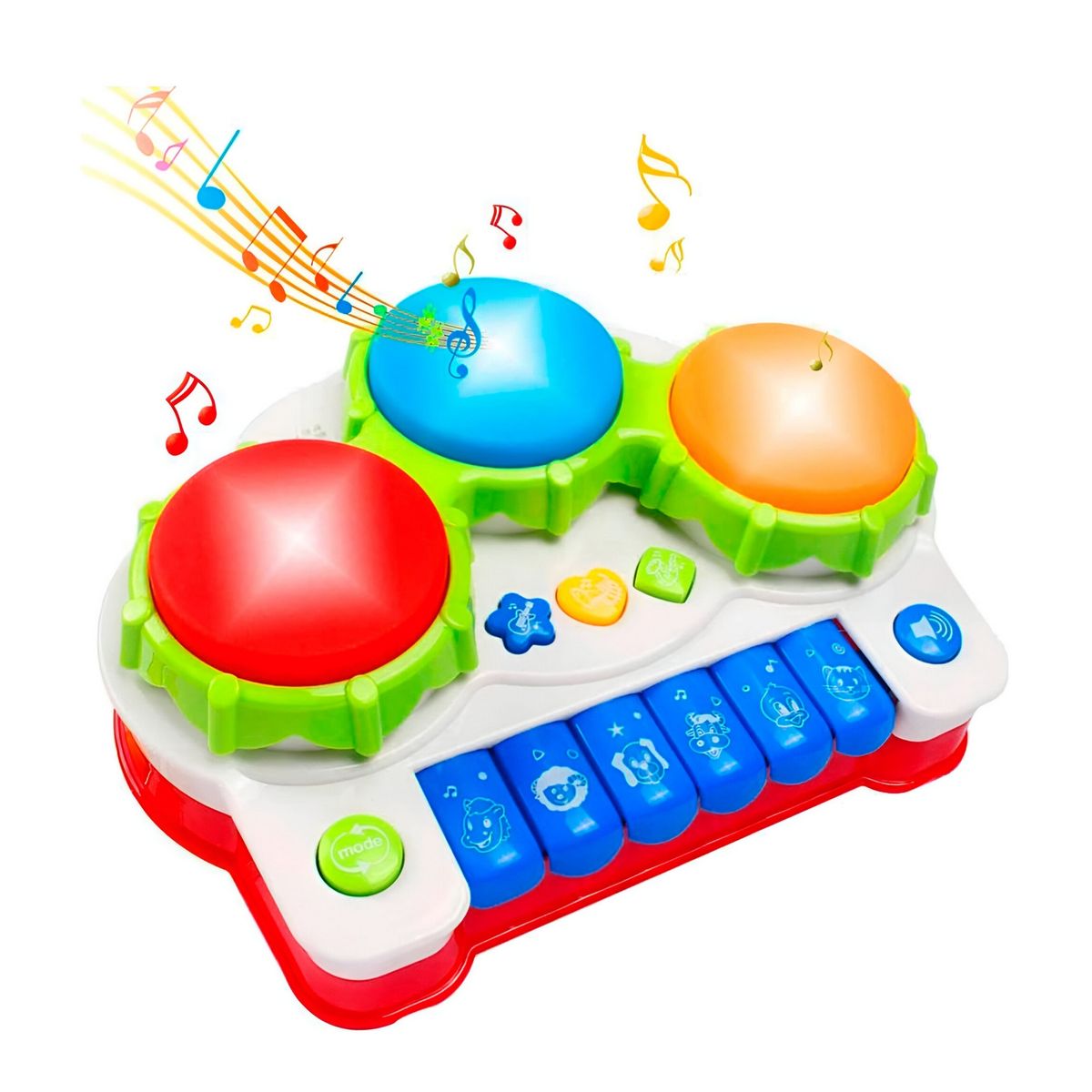 GENERICO - Piano Tambor Interactivo Luz Sonidos Juguete + Bateria