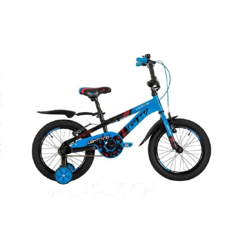GW - Bicicleta para  niños rin 16 GW Lightning 4 a 6 años Azul