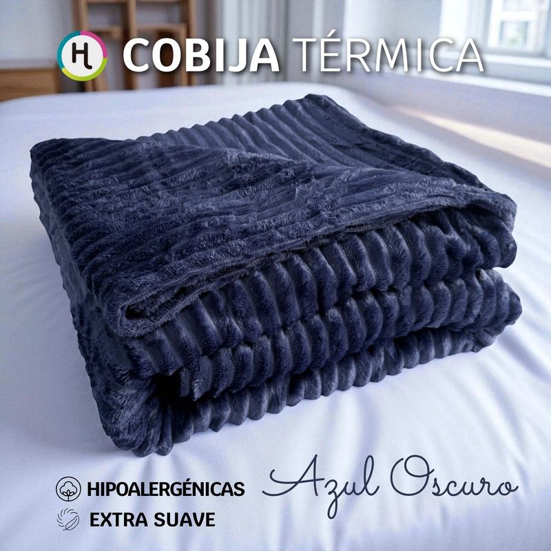 HOGARETO - Cobija Térmica Acanalada Hogareto Azul Oscuro