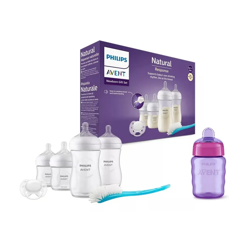 PHILIPS - Combo Teteros Philips Avent RN + Vaso Classic 9 Oz Lila