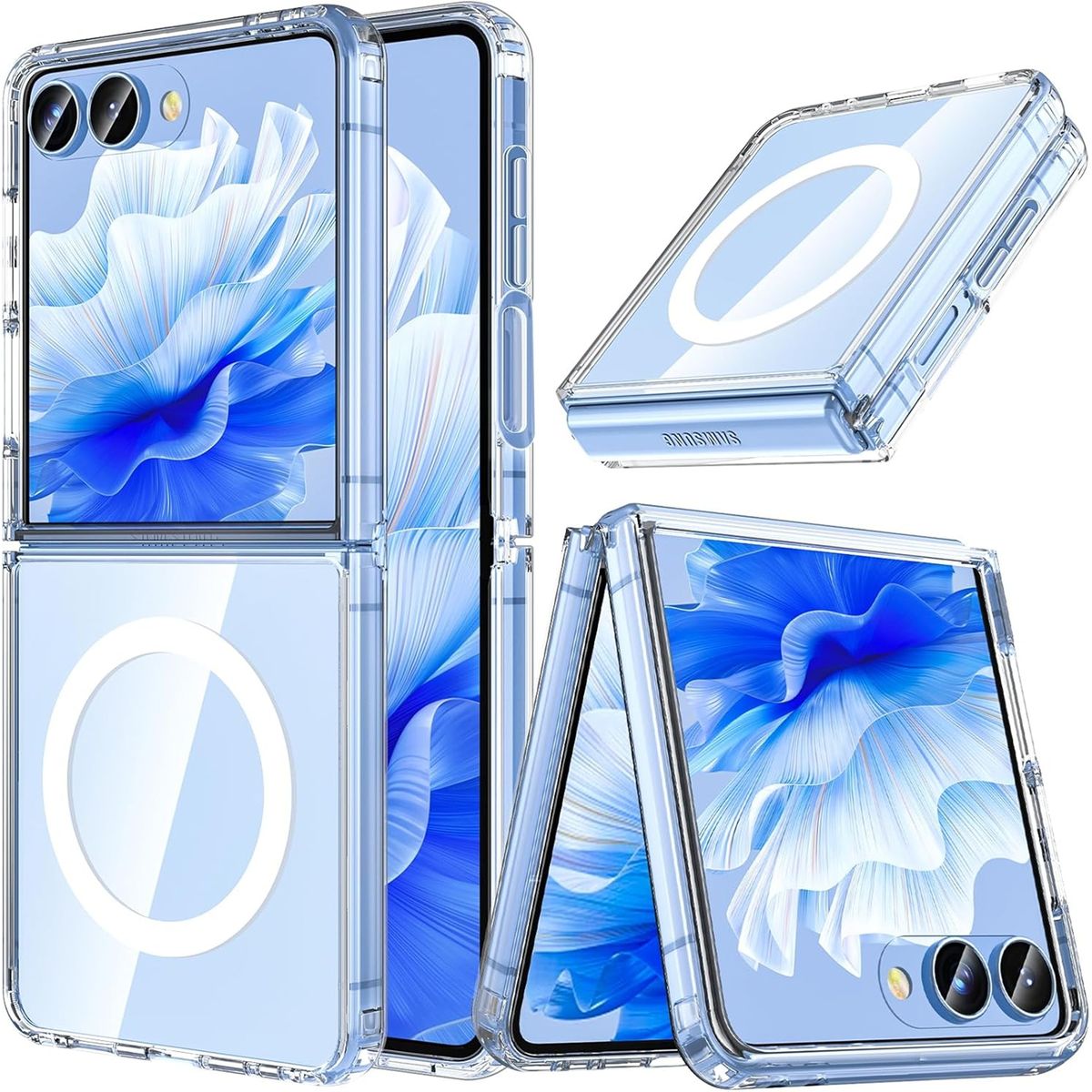 GENERICO - Case Hybrid Carga Inalambrica Compatible Samsung Z Flip 7 Transparente