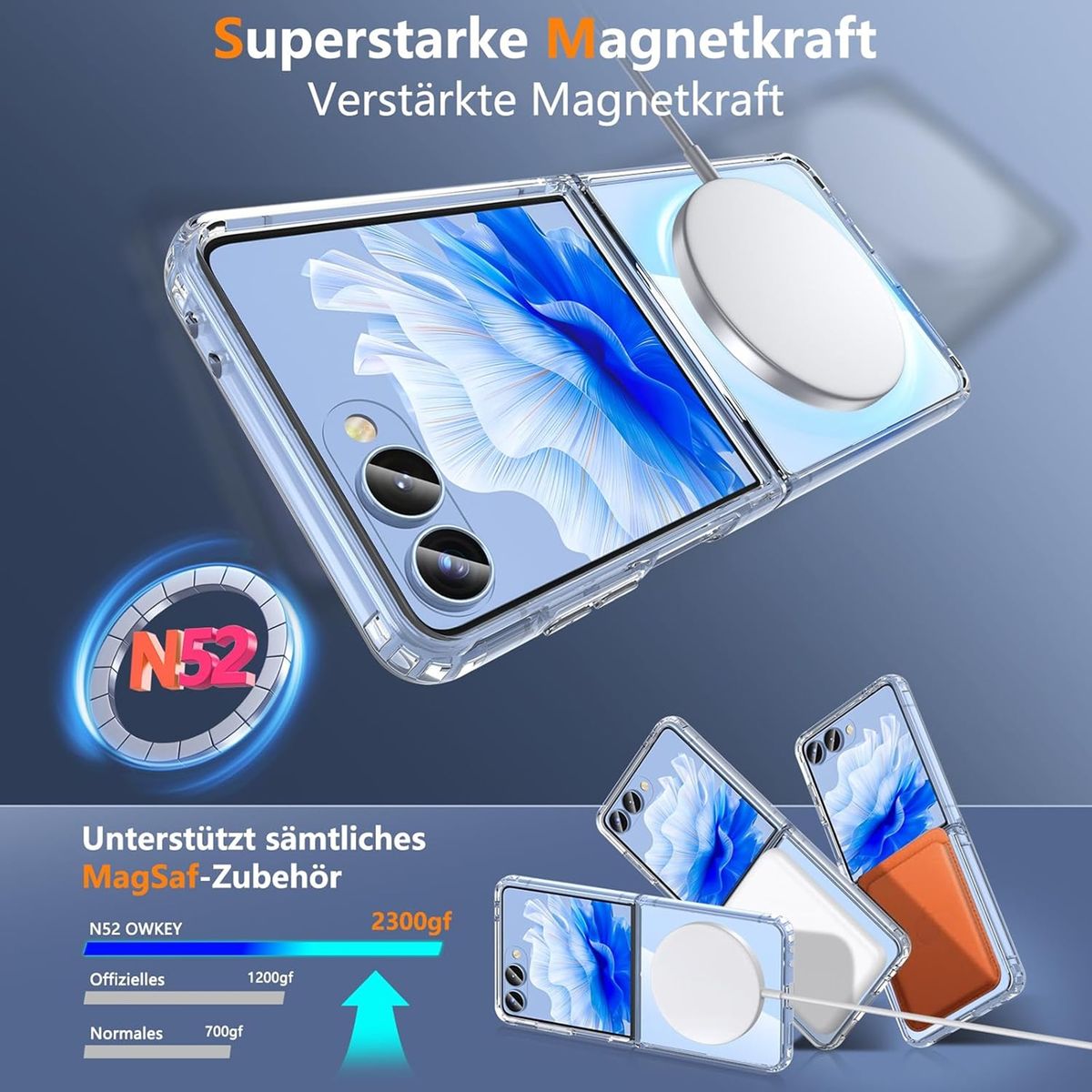 GENERICO - Case Hybrid Carga Inalambrica Compatible Samsung Z Flip 7 Transparente