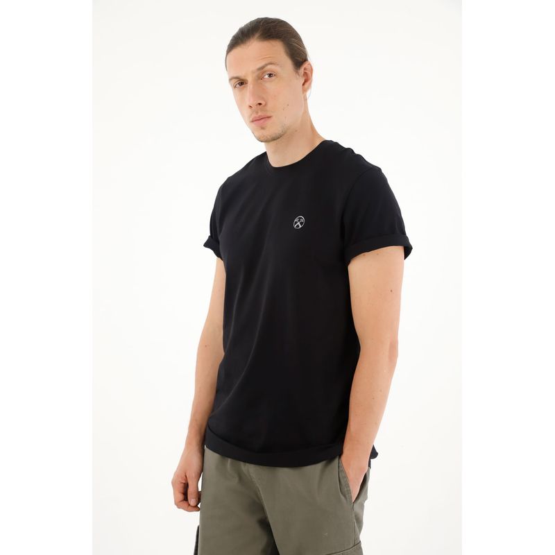 TENNIS - Camiseta negra estampada en espalda para hombre