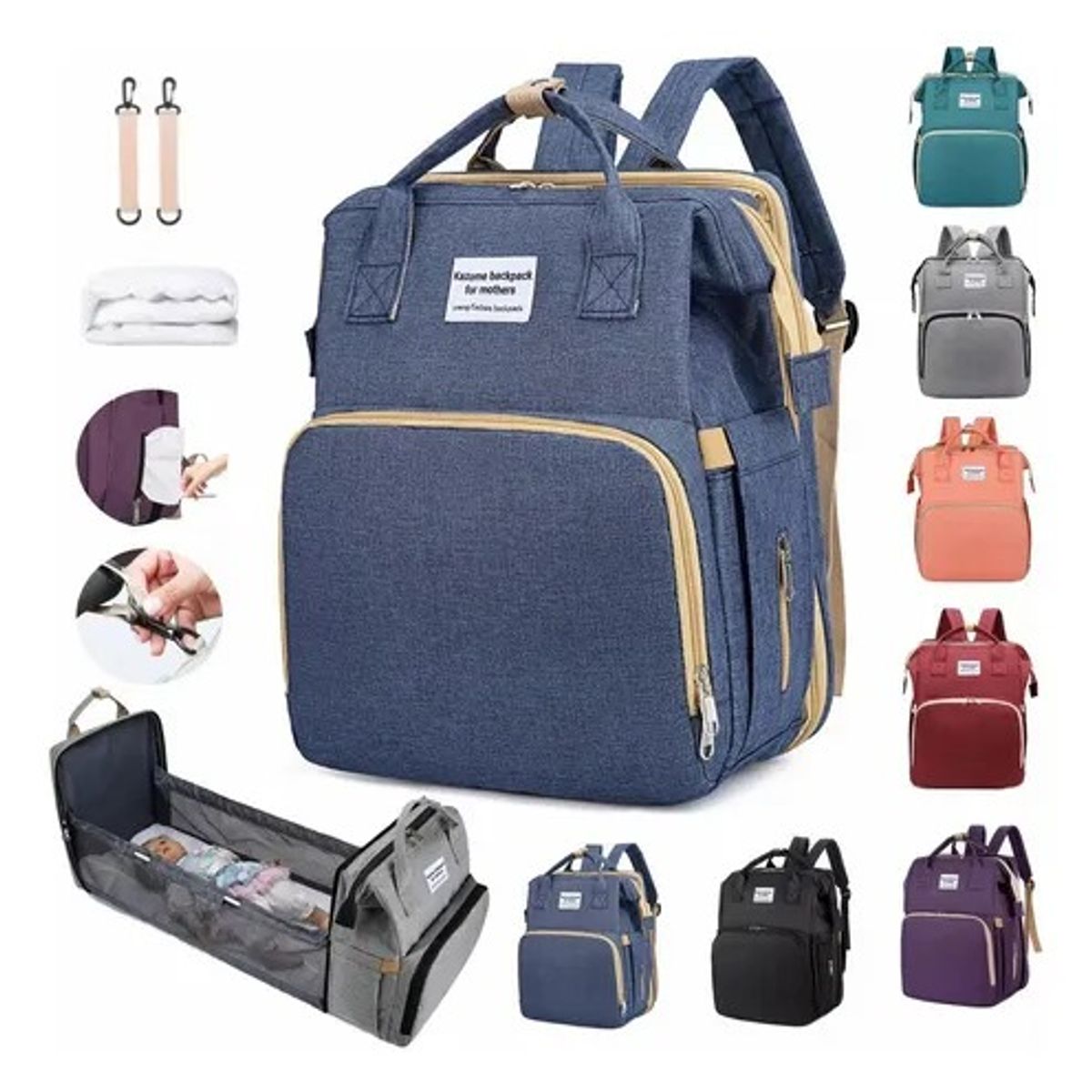 LANZURY IMPORTACIONES - Pañalera Para Bebés Cuna Impermeable - AZUL-