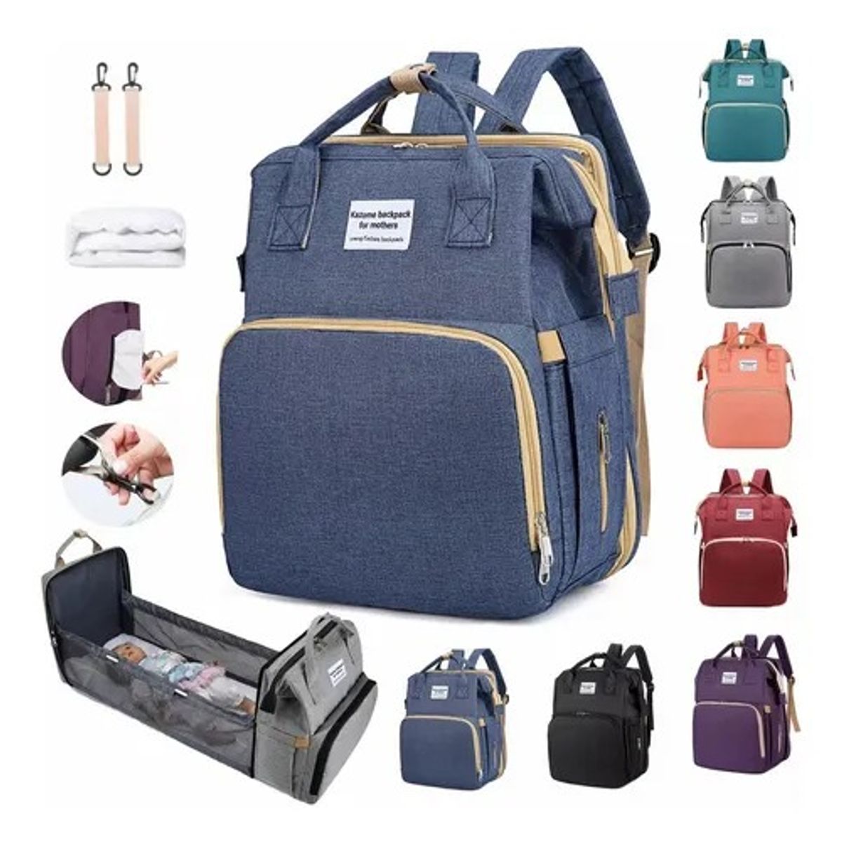 LANZURY IMPORTACIONES - Pañalera Para Bebés Cuna Impermeable - AZUL-