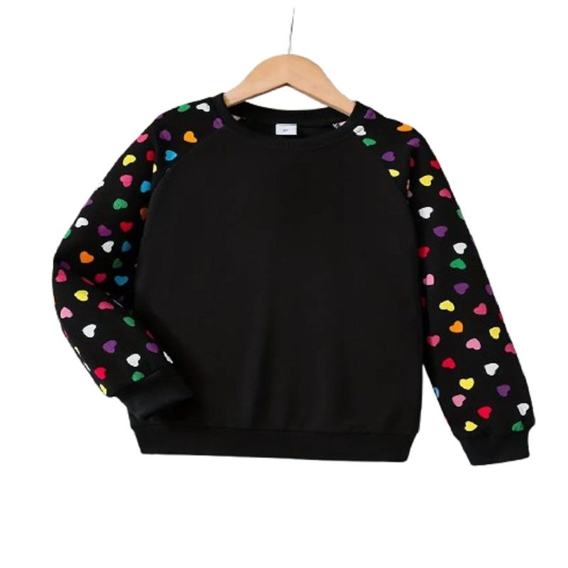 100 - Sueter Negro niña con Mangas de Corazones