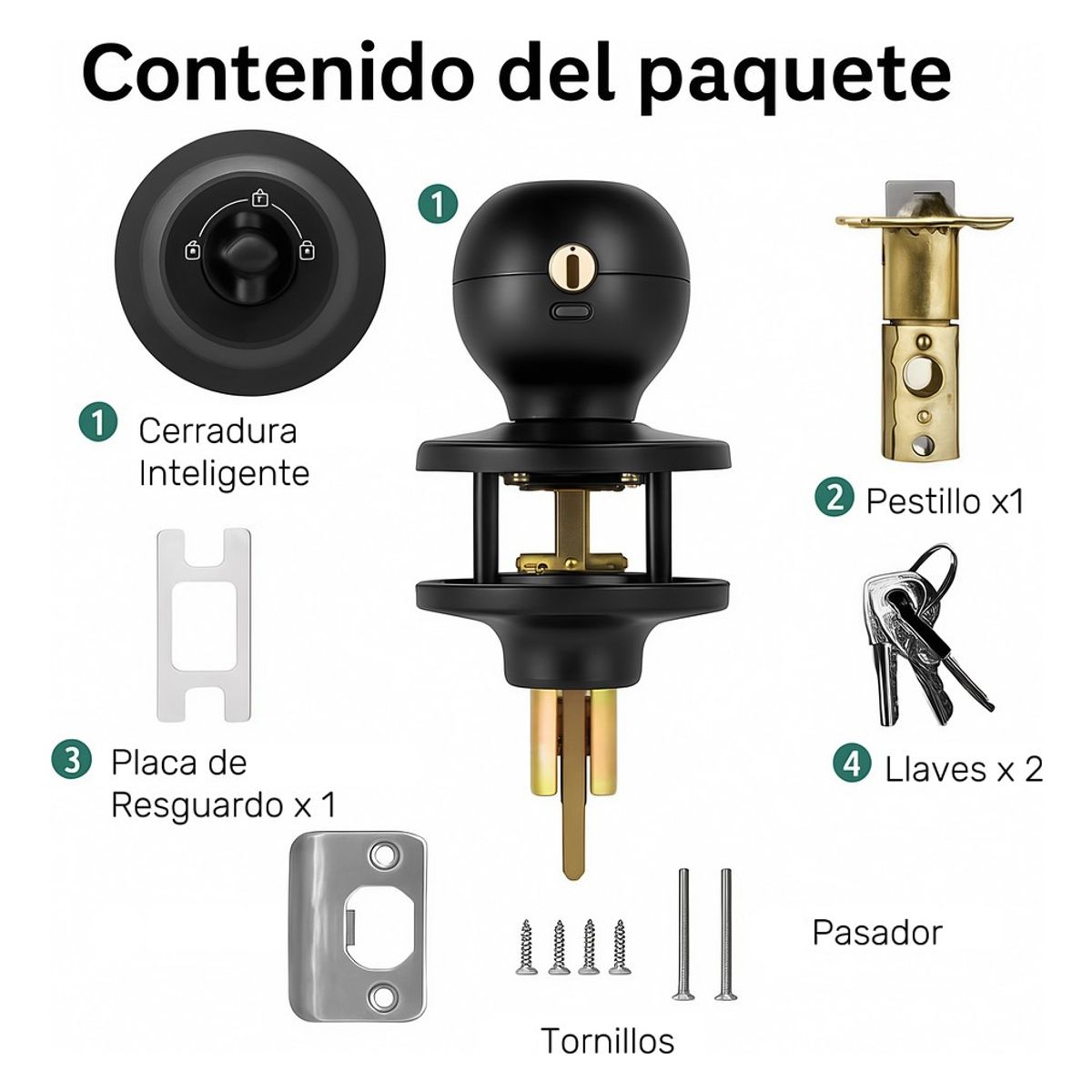 GENERICO - Cerradura Moderna Alcoba App Tuya Huella  - Negra