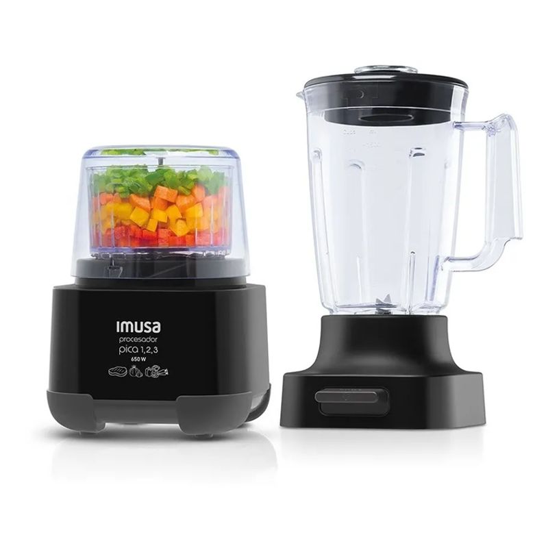 IMUSA - Procesador Imusa Pica 1 2 3 Negro + Vaso de 2 Litros 5861027300