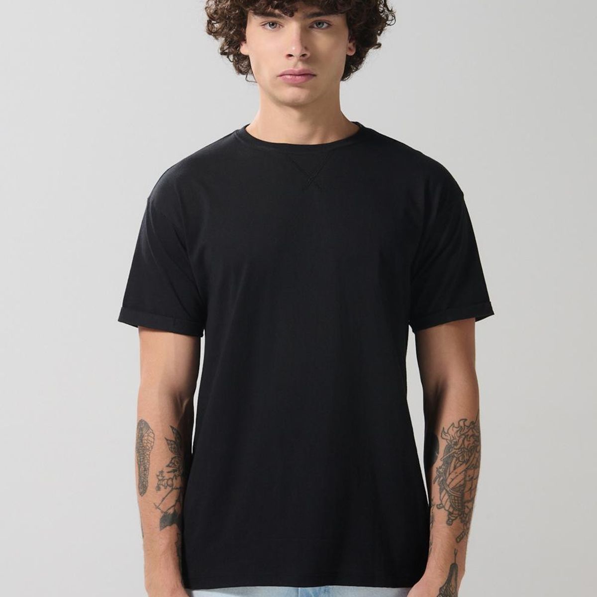 KOAJ - KOAJ Camiseta en algodón unicolor con manga corta y costura HOMBRE