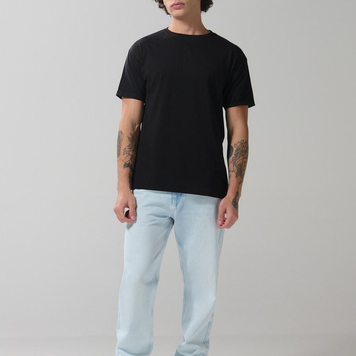 KOAJ - KOAJ Camiseta en algodón unicolor con manga corta y costura HOMBRE