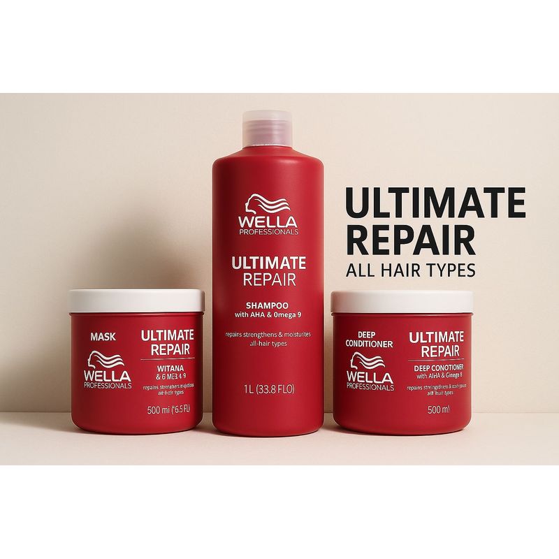 WELLA - Kit Wella Ultimate Repair Shampoo + Acondicionador + Mascarilla