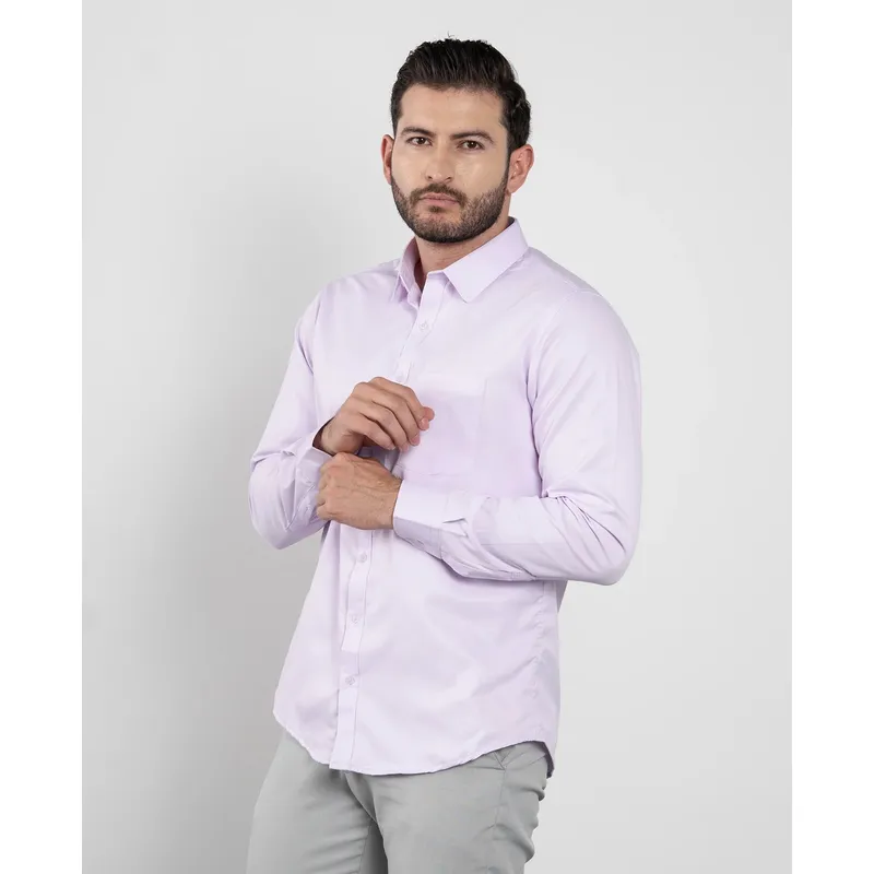 EURO - Camisa formal satin lila talla 40 slim