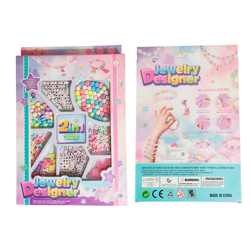GENERICO - Set Kit Para Hacer Pulseras Collares Anillos Letras Niña