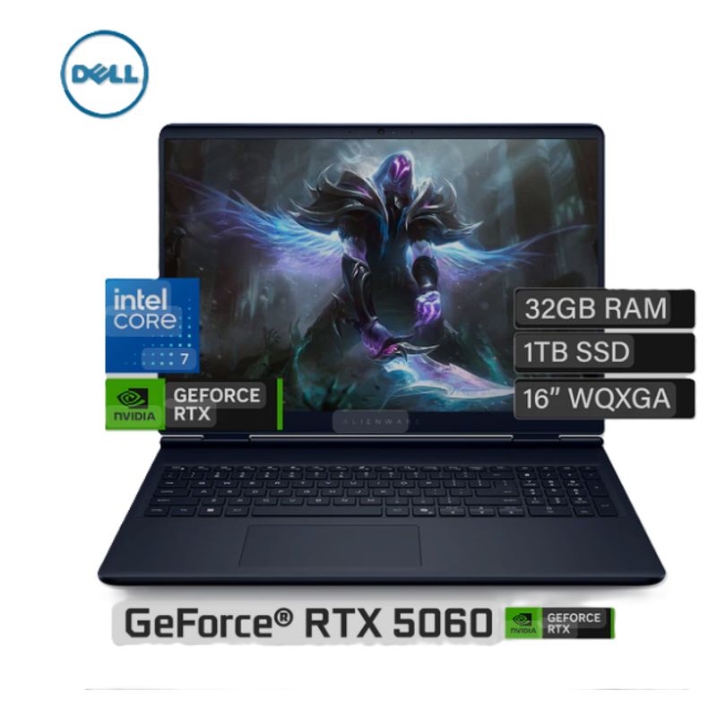 DELL - PORTATIL GAMER ALIENWARE 16 AURORA	I7 240H - RAM 32GB - SSD 1TB - RTX 5060 8GB - 16 2,5K 165HZ