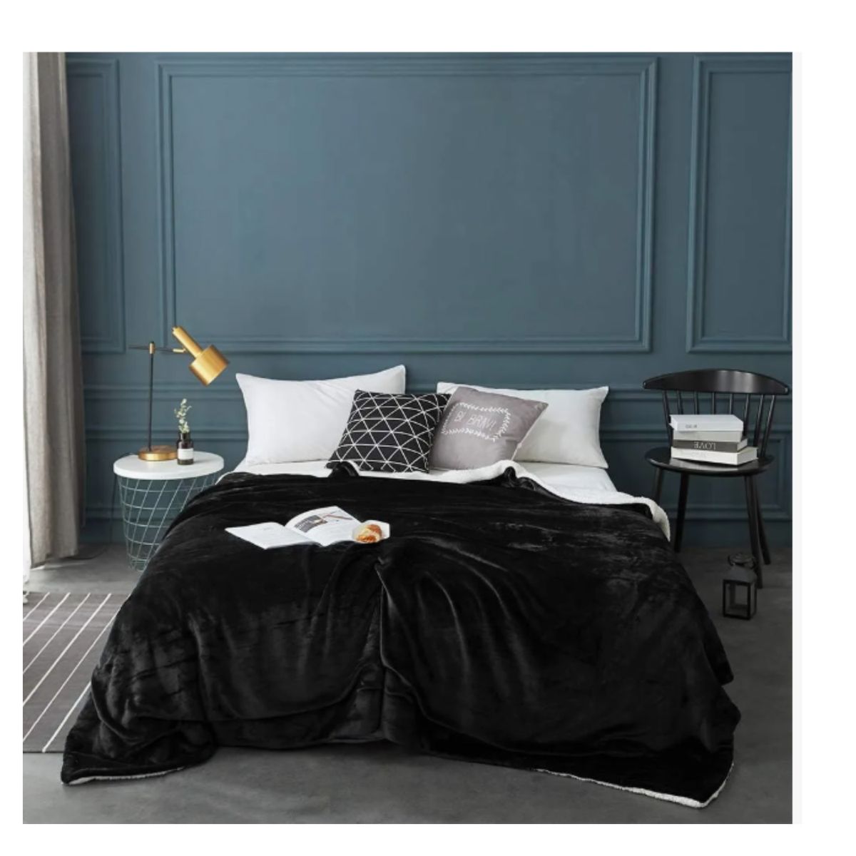 GENERICO - Cobija Térmica Ovejera Doble Color Negro