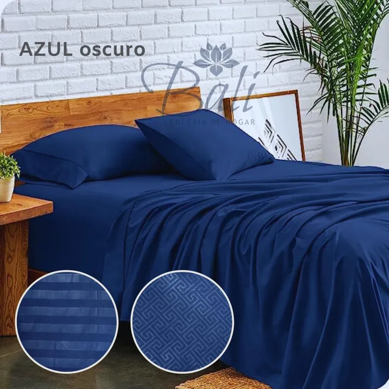 BALI - Sabanas Cama Semidoble Azul Oscuro Calidad Premium
