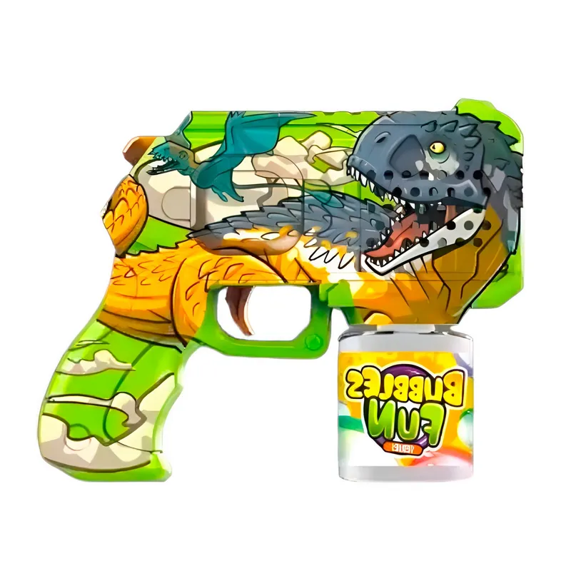 GENERICO - Pistola Burbujas Gun Rex Dinosaurio Automática + Liquido
