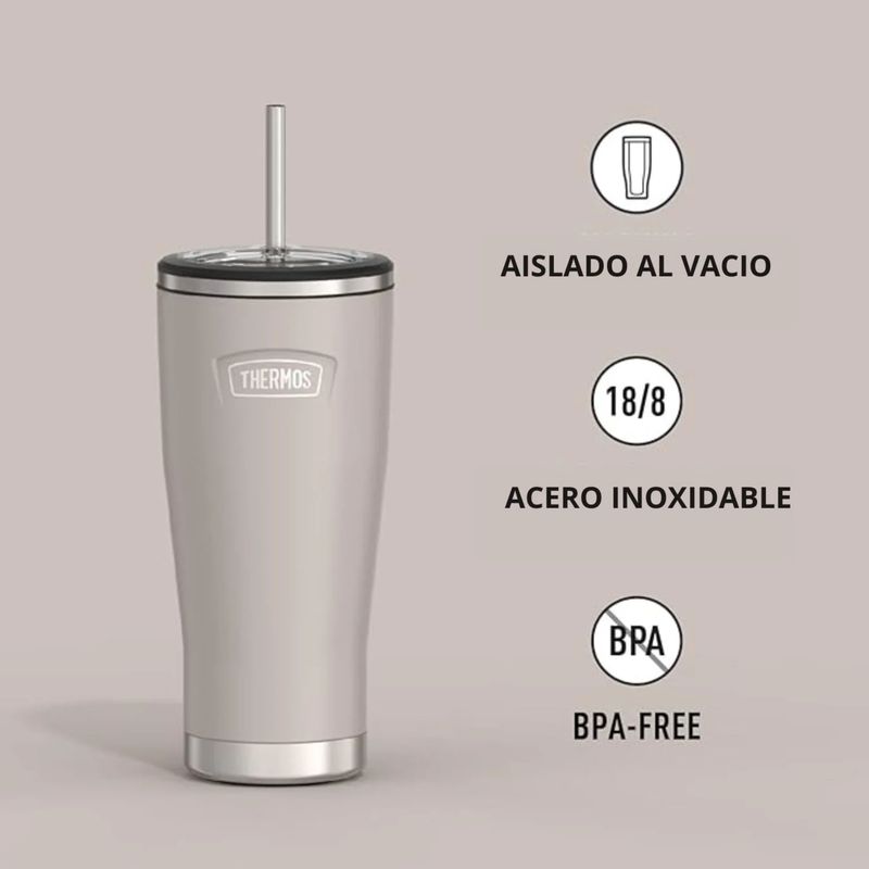 THERMO - MUG ACERO INOXIDABLE DOBLE PARED CON PITILLO 710ML 24oz ARENA